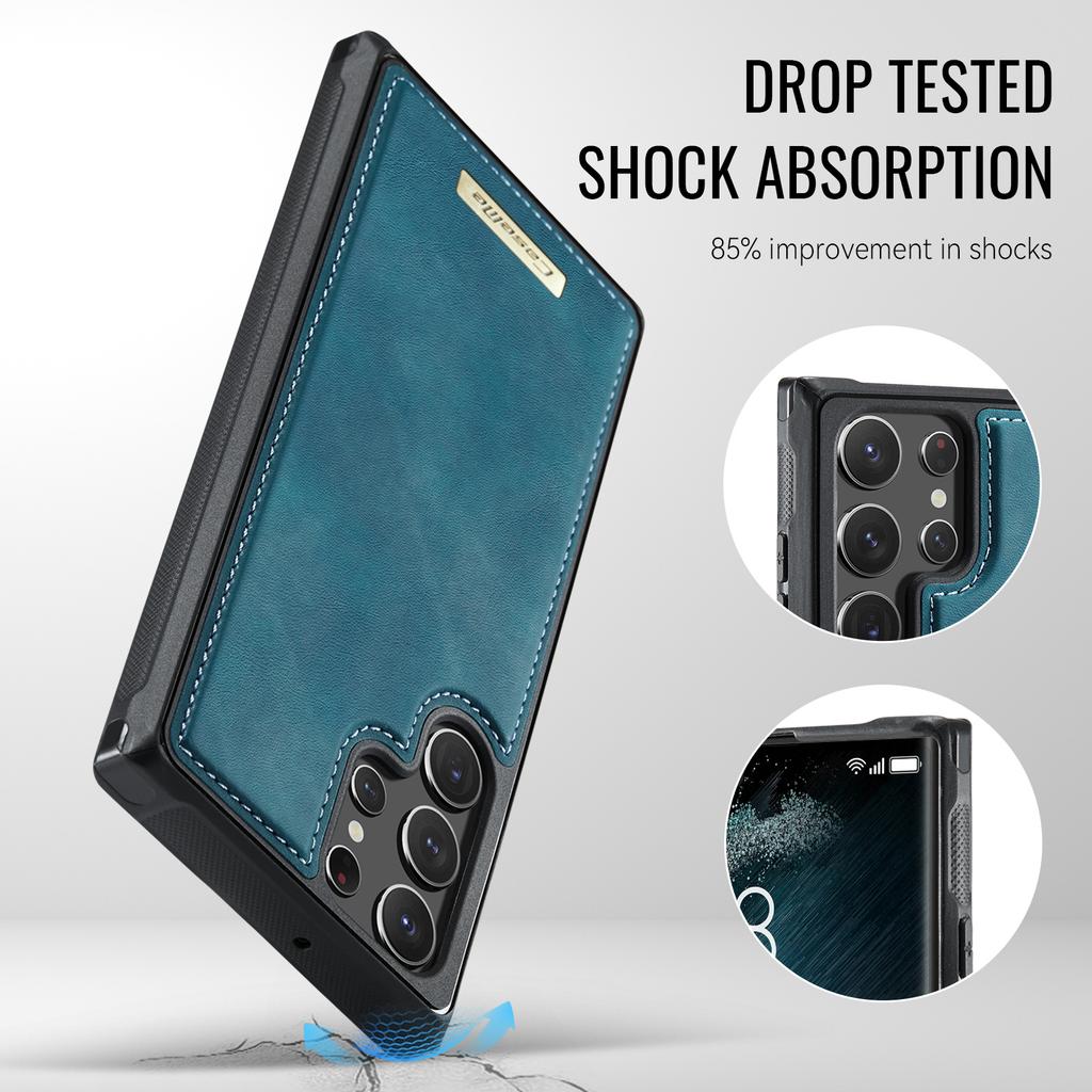 For Samsung Galaxy S22 Ultra 5G Magnetic Case CASEME ME80 Series Leather PC TPU Phone Cover with Detachable Wallet