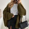 Women's Fashion Solid Color Coats Long Sleeved Knitted Casual Cardigan Sweater Jacket