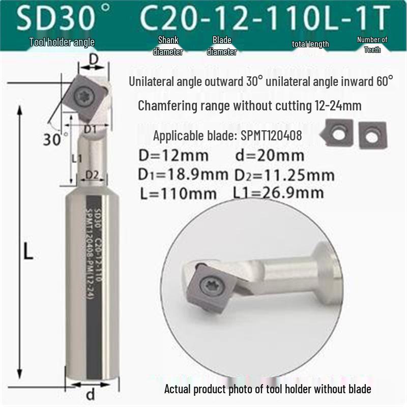 45° CNC Insertable Inner/Outer Chamfer Tool with Up/Down Back-Reaming Holder