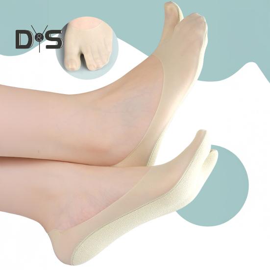 Breathable Toe Socks 2-Toe Invisible Liner Socks with Anti-Slip Silicone Ultra-Thin Moisture-Wicking Socks for Loafers Sneakers