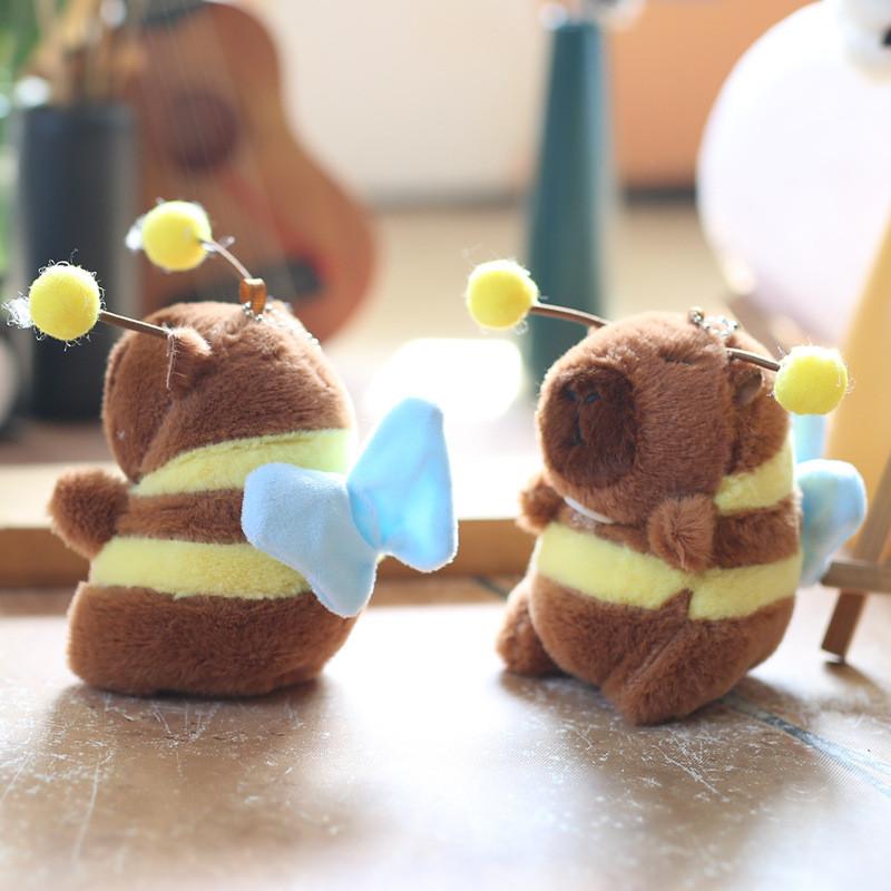 Plush Capybara Bee Keychain With Vibrating Wings Super Soft Backpack Decor