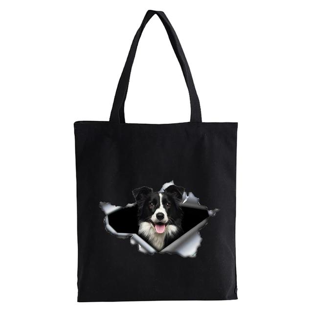 

Я люблю свою собаку бордер-колли, сумки в стиле Харадзюку, сумки на плечо, повседневные сумки для покупок для девочек, женская элегантная холщовая сумка Bolsas 31*36cm