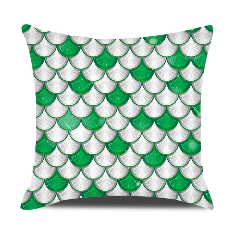 Mermaid Themed Party Decorations Cushion Cover Colorful Fish Scales Square Pillow Covers Home Decor Throw Pillow Case for Couch