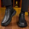 2024 Winter Men's Ankle Boots Thick Plush Warm Leather Zipper Winter Mens Snow Boots Platform Non-slip Waterproof Mens Shoes