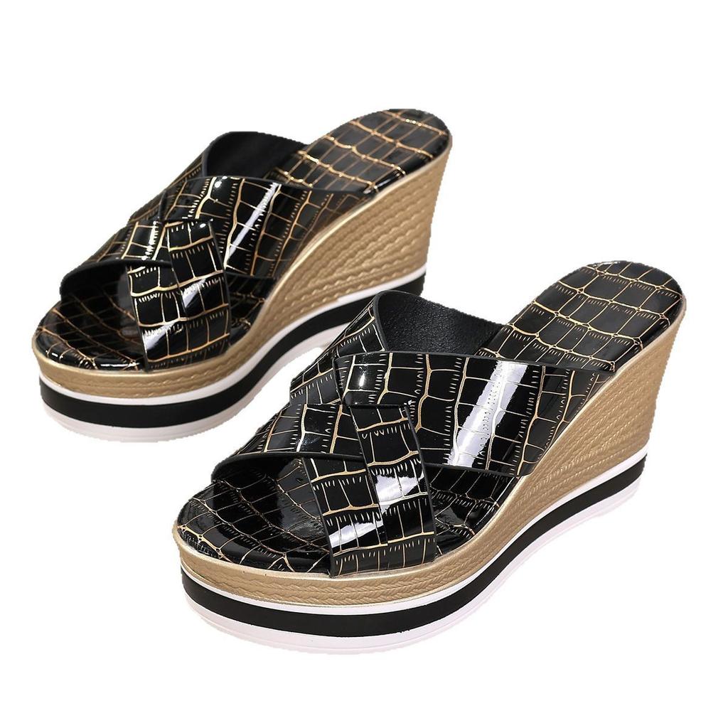 Women's Sandals Summer 2025 Thick-soled Wedge Heel Women's Shoes High Heels Fish-mouth Strap Waterproof Platform Roman Sandals