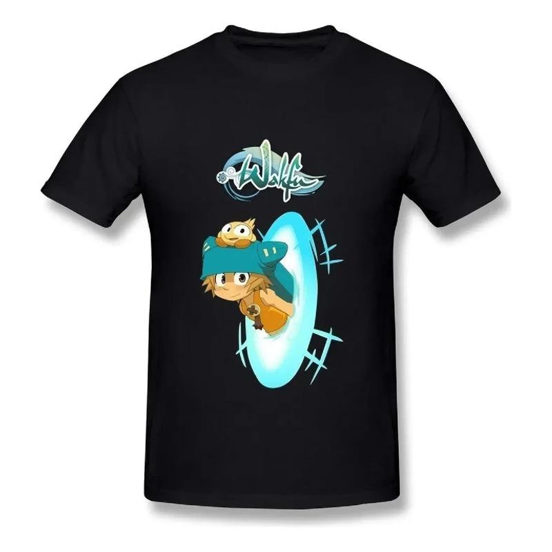 Camiseta Engra?ada De Ver?o Com Logotipo Wakfu De Gola Redon S