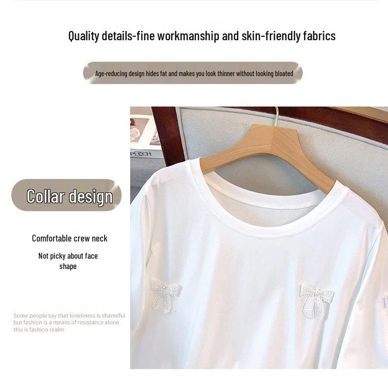 Plus Size Slimming Loose Short-Sleeve Mid-Length T-Shirt for Women (200-350 Jin) 9116