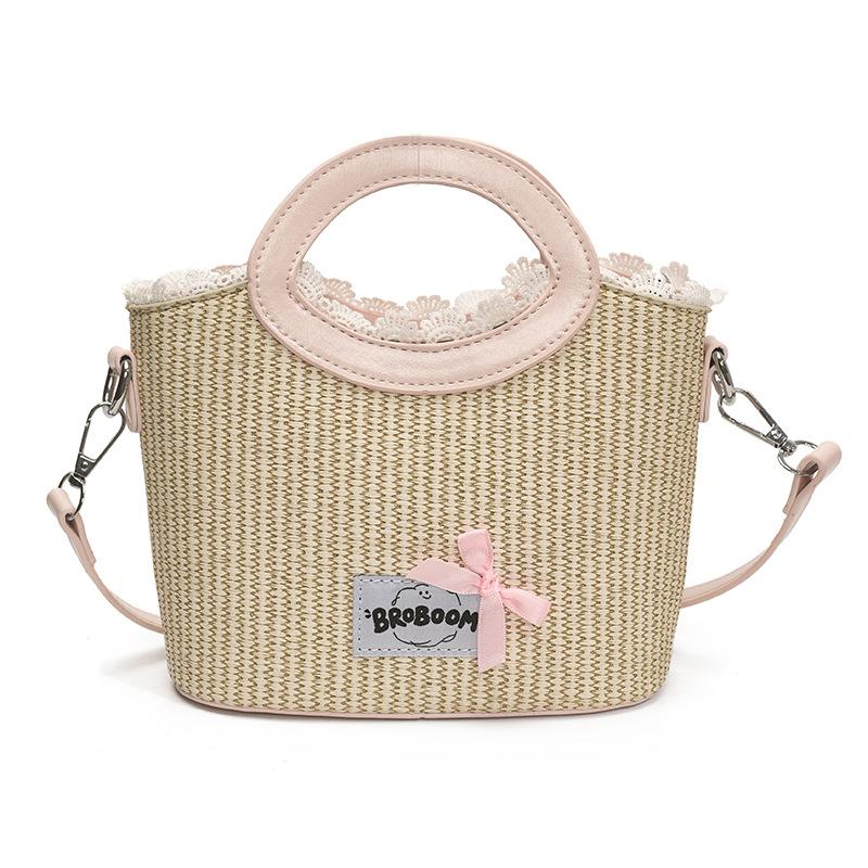 Fashion Bow Lace Edge Portable Bucket Bag Women's New Casual Shoulder Messenger Bag