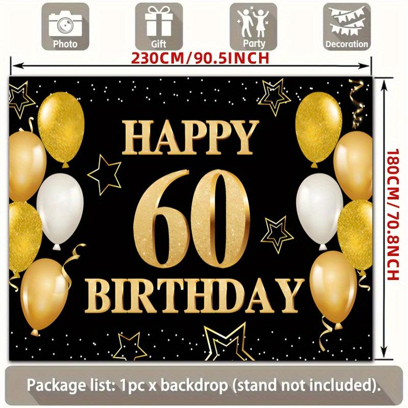 Two-dimensional Flat Banner 1 Piece - 60th Birthday Golden Black Theme Party Banner. Suitable for Party Decoration.