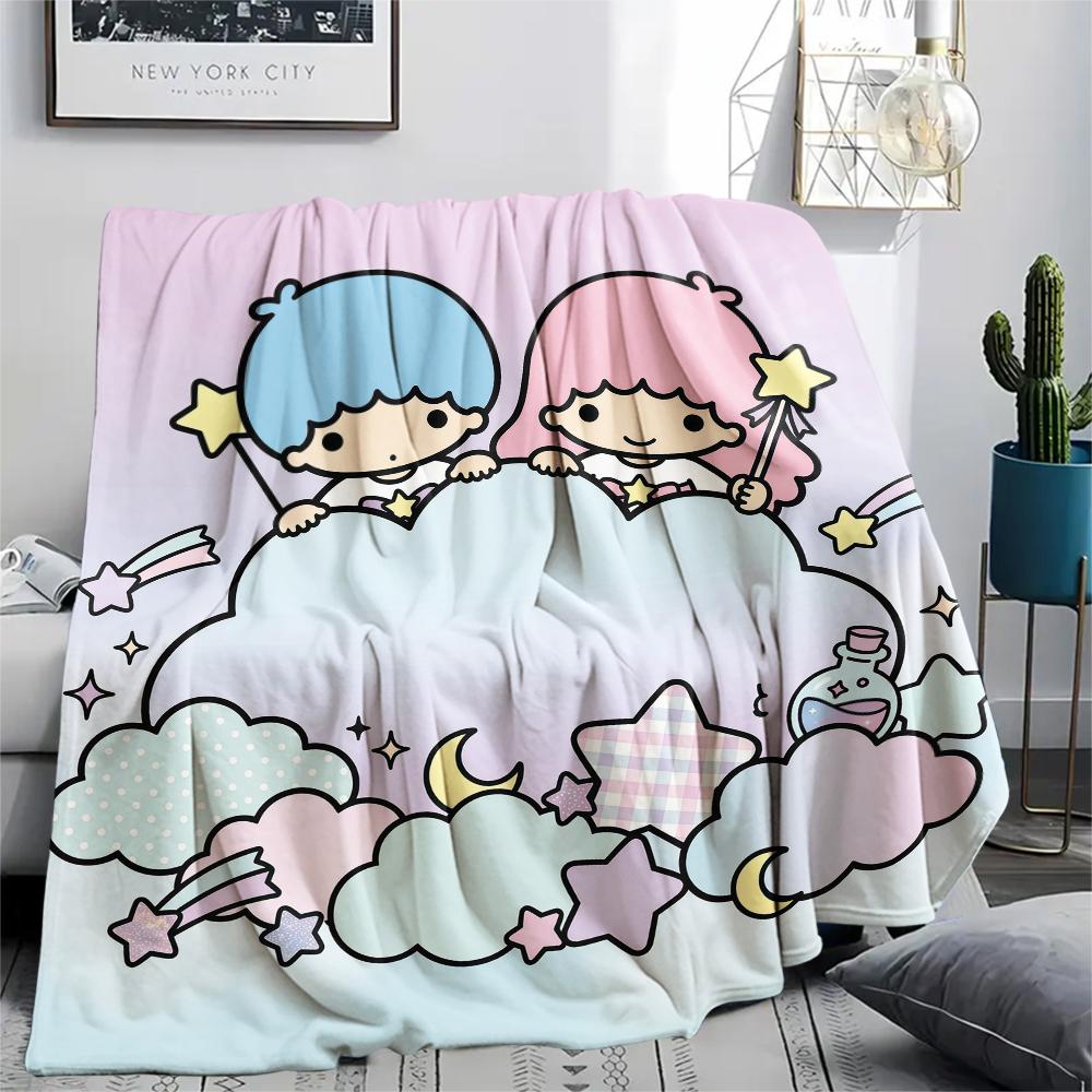 1PC Little Twin Stars Print Flannel Blanket, High quality All Seasons, Home Decor, Warmth and Comfort, Perfect for Christmas Gifts
