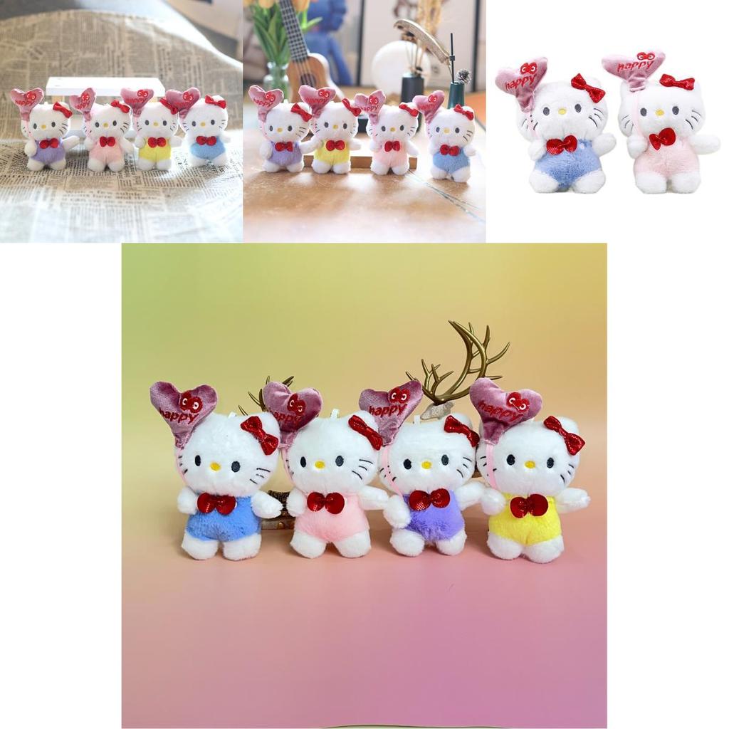 Cute Hello Kitty 50th Anniversary Heart Balloon Plush Doll Keychain For Bags