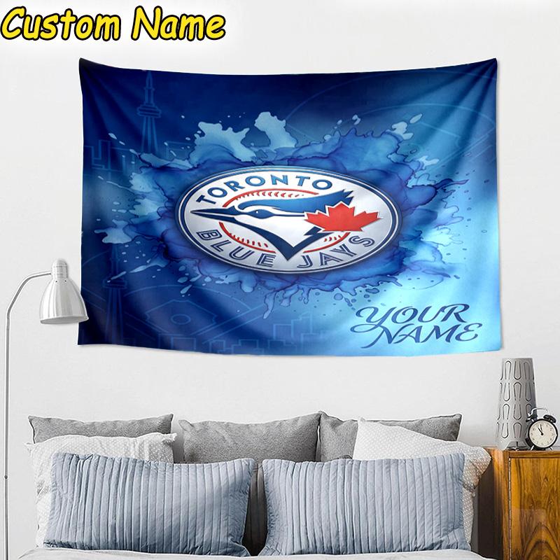 Custom Name Blue Jays Logo Tapestry Room Decoration Wall Hanging for Living Room Bedroom, dormitory, Birthday and Christmas gifts