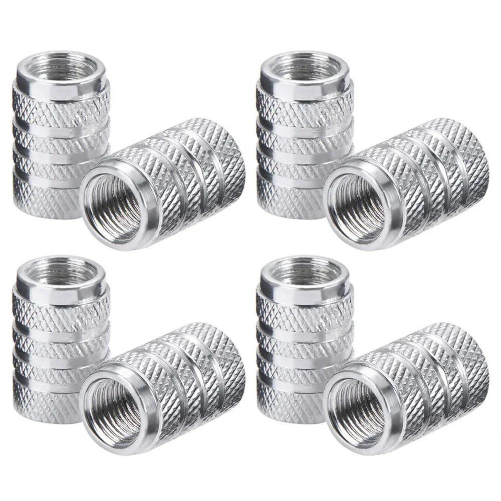 Serrated Aluminum Valve Caps, 4-Pack - Silver
