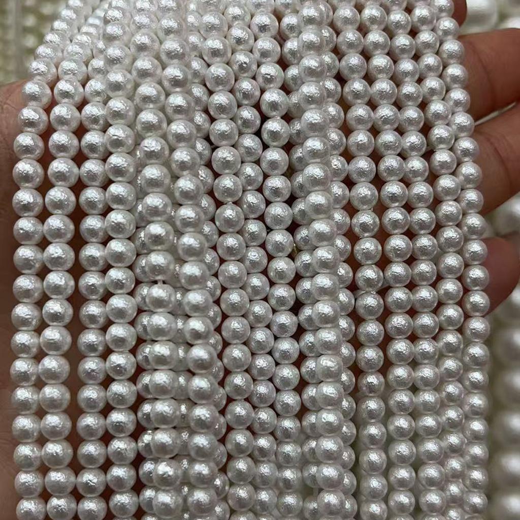 White Natural Shell Mother of Pearl Beads, Boho Handcrafted Round Loose Spacer Beads for Jewelry Making DIY Necklace Bracelet Anklet Accessories 38cm