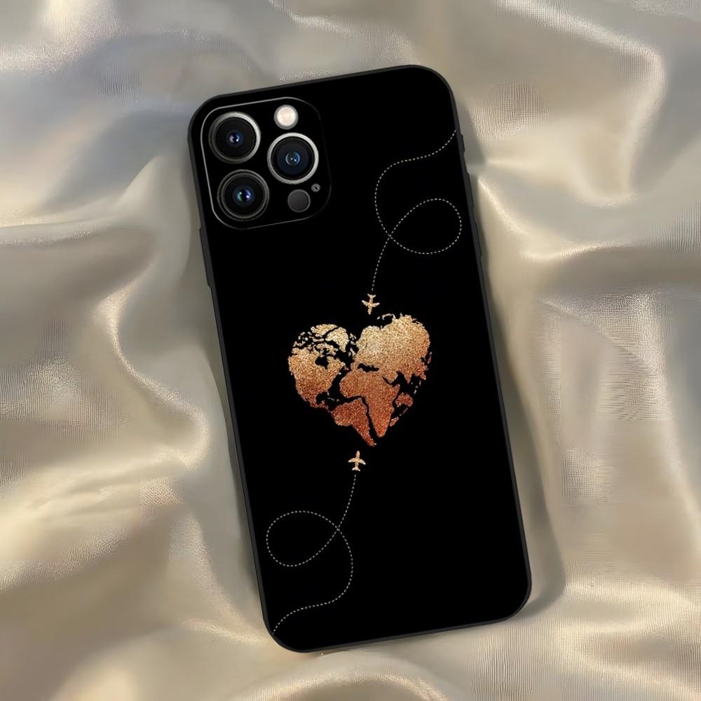 World Map Travel Phone Case for Iphone 15 14 13 12 11 Pro Max Xr X Xs Mini 8 Plus SE 2022 Black Soft Silicone Cover