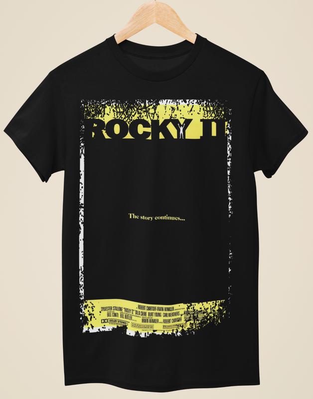 Rocky II - Movie Poster Inspired Unisex Black T-Shirt XXL
