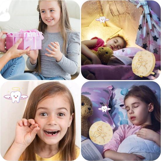 Wooden Baby Teeth Box German Carved Boys Girls Lost Milk Tooth Storage Box Container Saver Birthday Baby Shower Keepsake Gift