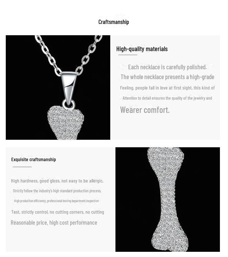 Wang Yibo Inspired S925 Silver Diamond Bone Necklace - Luxurious Unisex Pendant