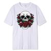 Skull and Red Roses Skeleton Gothic Hipster Novelty ShortSleeve Unisex TShirt Skeleton and Flower Pattern Cotton Casual Shirt