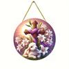 2D Flat Acrylic Flower Cross and Lamb Pattern, Indoor and Outdoor Decoration - No Battery/electricity Required, Free Day Decoration,