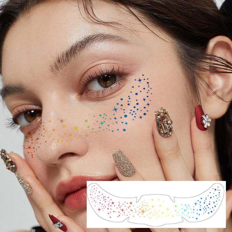Hot Silver Laser Temporary Facial Tattoo Stickers for Parties and Masquerade Made of White Paper