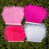 1Meter Red Ostrich Feathers Trim on Tape Ribbon Fringe 8-10cm Fabric Skirt Sewing Trimmings Feather Dress Clothes Decoration