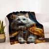 Royal Cat Crowned in Gold: Luxury Pet Accessories for Your Feline MajestyBlanket Flannel Throw Blanket for Sofa, Bed, Travel, Camping, Offic