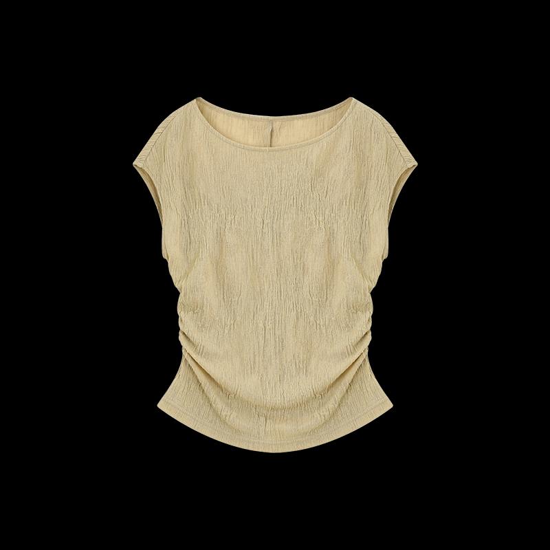 Mohanyimei Women's Textured Off-Shoulder Slim T-Shirt