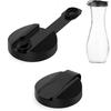 2Pcs 5.8cm Diameter Mouth Bottle Cap Replacement Black Replacement Lids  Condiment Bottles