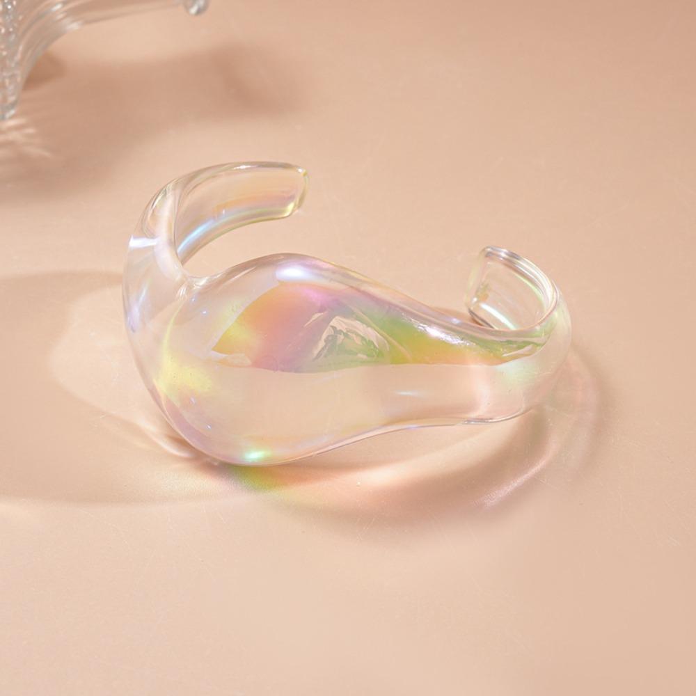Colorful Wide Cuff Bangle Geometric Transparent Opening Bangle Jewelry Resin Bracelet  Women