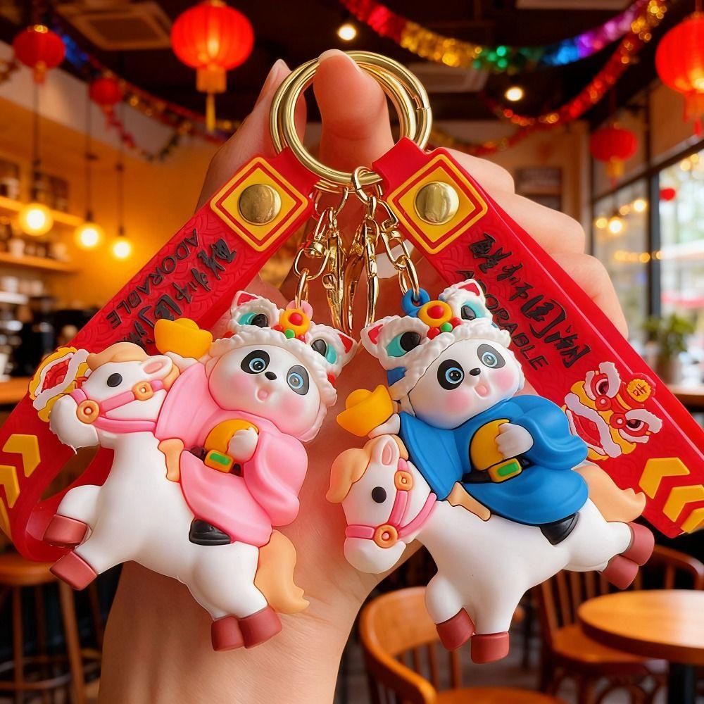 Cute 2026 Horse Year Keychain Traditional Cartoon Horse Bag Pendant  Pony Pendant Gift