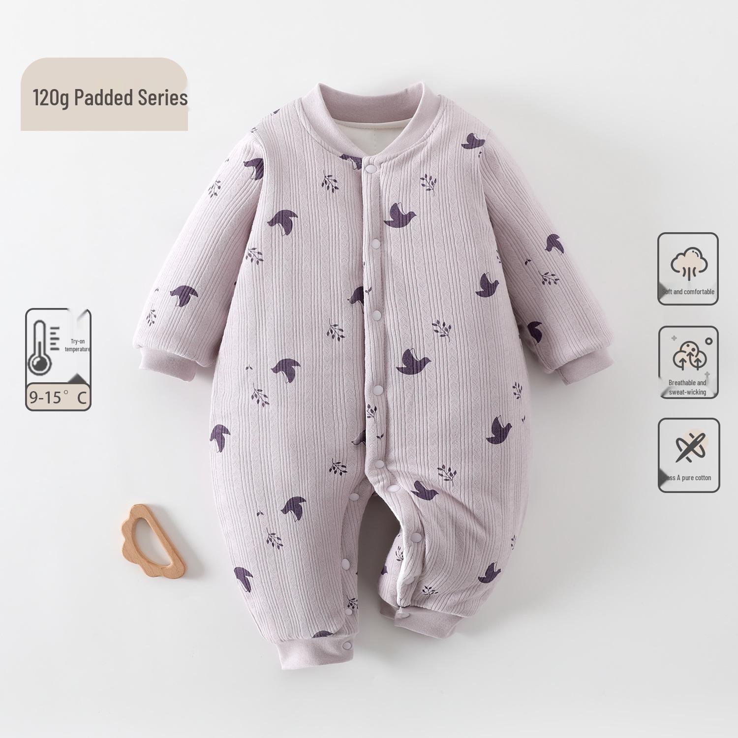 

Infant Winter Padded Romper: Pure Cotton, Thickened, 120g, Outdoor Crawling Outfit for Autumn. 80 cm
