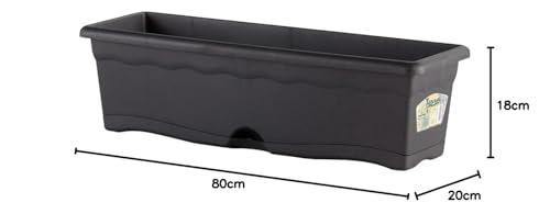 jardinera con plato integrado color antracita 80x20cm
