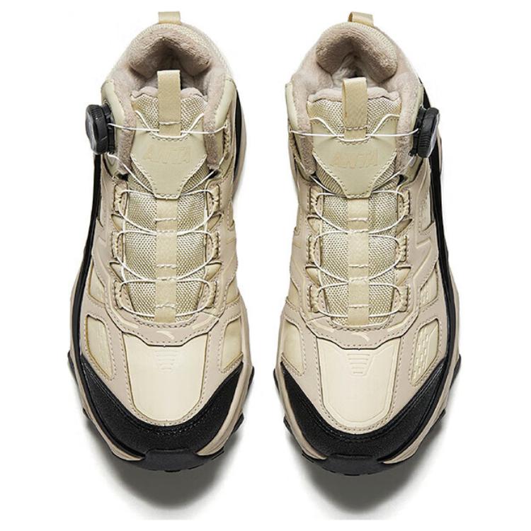 Anta Jumping Ridge Trendy Comfortable Versatile Non-Slip Warm High-Top Casual Shoes Women Casual Shoes Beige Black 122518965-4
