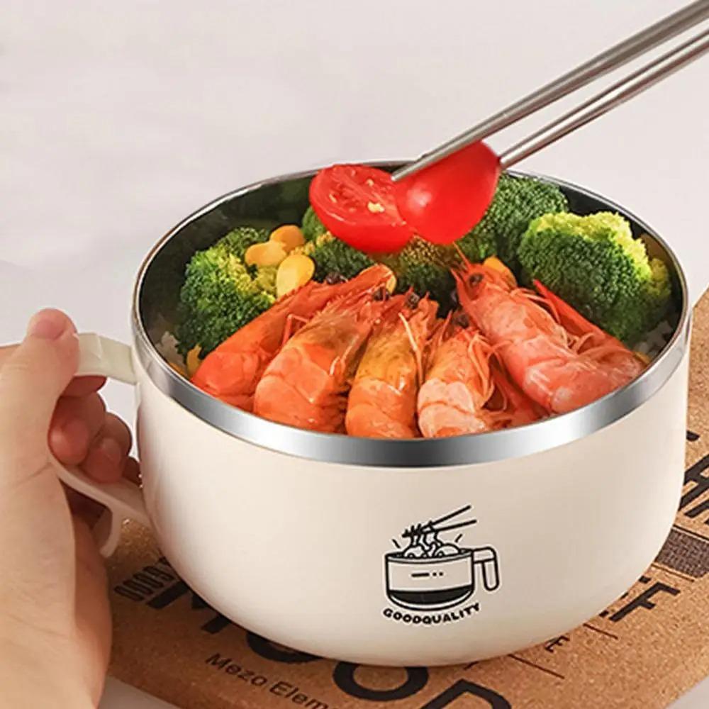 Stainless Steel Ramen Bowl 1300ml Lunch Box Kitchen Tableware Instant Noodle Bowl Worker
