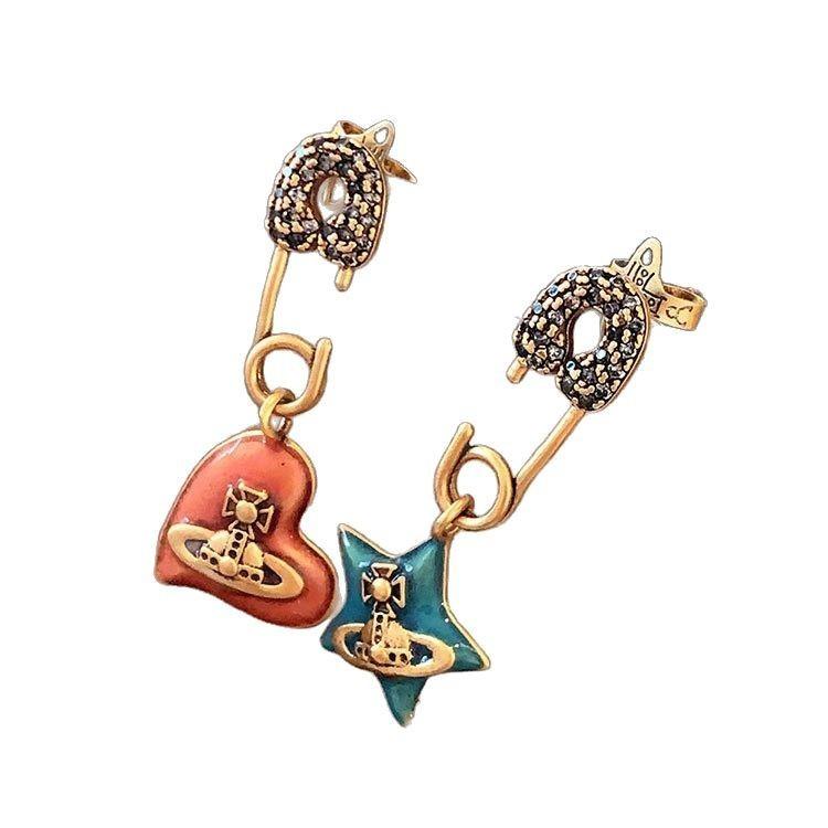 Silver Needle Heart Shape Drop Oil Earrings For Women Elegant Jewelry Accessory