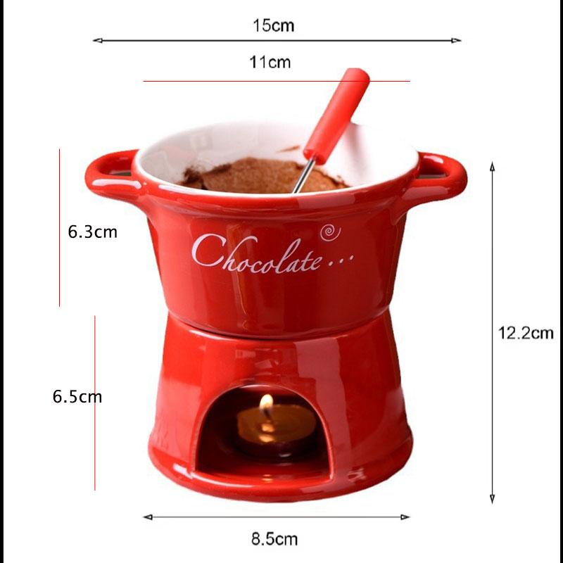 Creative Ceramic Fondue Pot Set with Forks - Ideal for Heating Chocolate and Cheese, Perfect for Home Gatherings