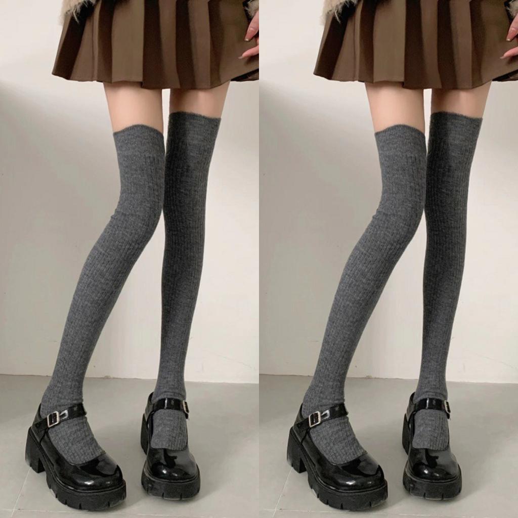 Autumn Winter Women'S Stockings Girls Black White Jk Lolita Long Tight Socks Vertical Stripes Cotton Over Knee Thigh High Socks