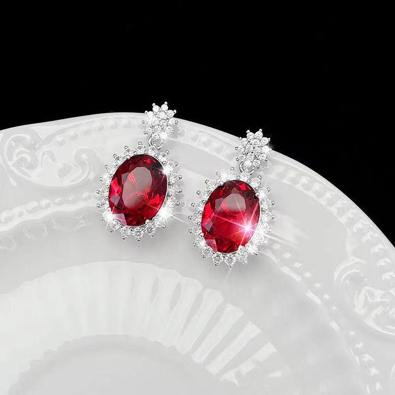 Elegant Oval Red Brick Stud Earrings: Retro Ethnic Style Hoops, Perfect Gift for Mom.