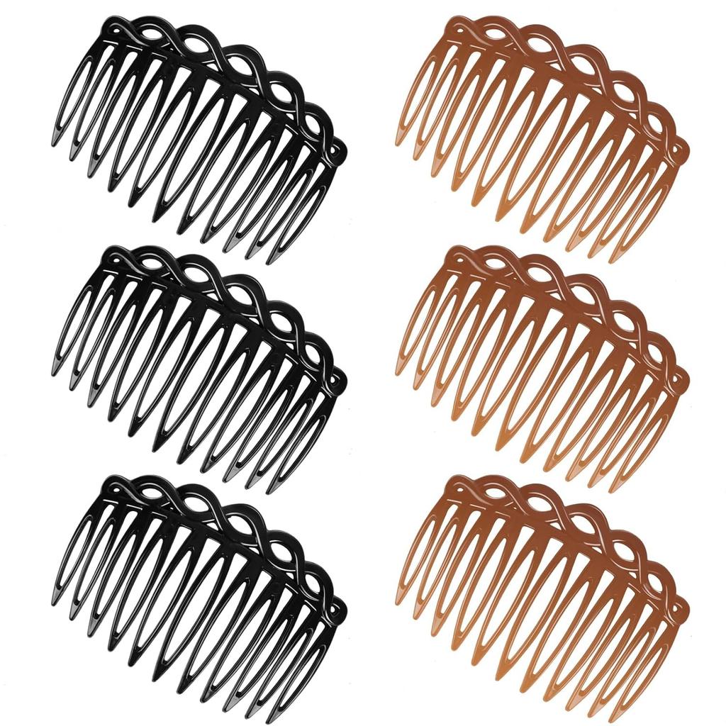 6 Pcs French Hair Side Combs Women Hair Comb Accessories Set Plastic Twist Decorative Comb Hair Clips Bridal Wedding Veil Teeth HairCombs for