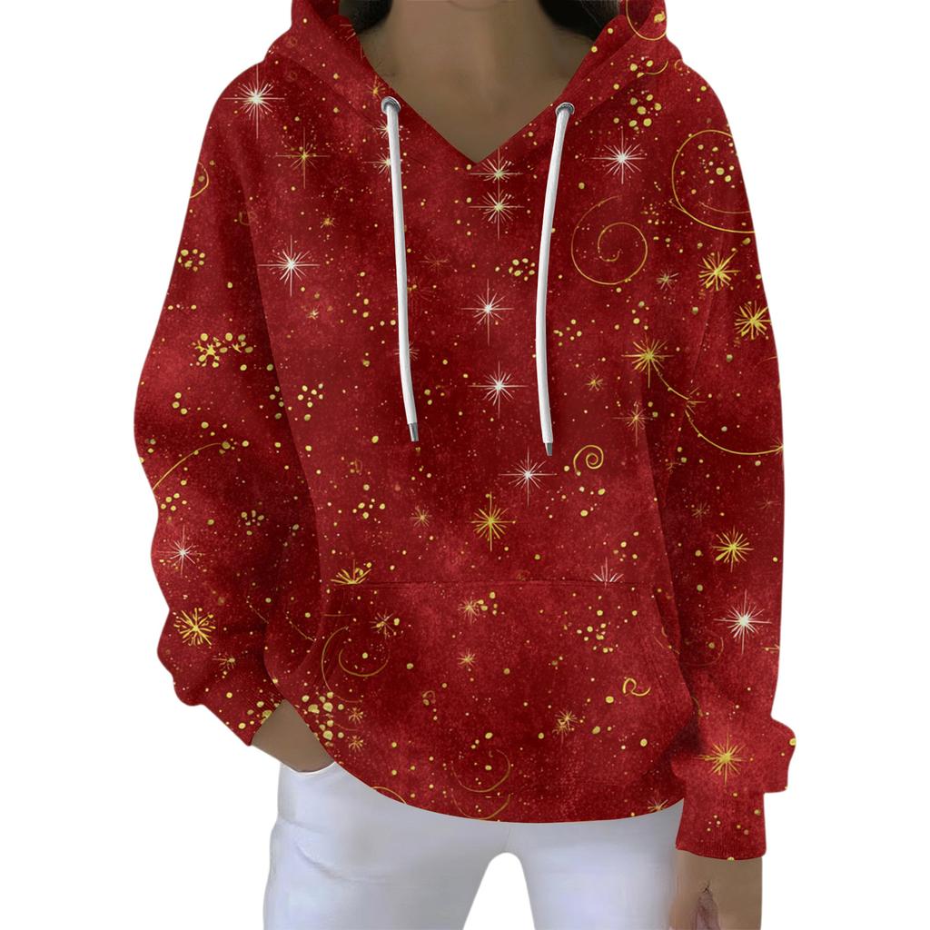 Women's Fashion Casual Hooded Loose Printed Long Sleeve Sweatshirt