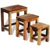 Vidaxl Set of 3 Nesting Tables, Solid Reclaimed Wood