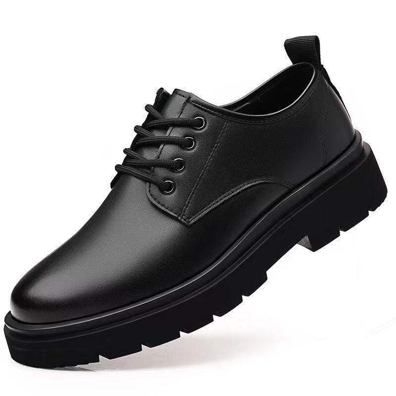 Summer Big Head Business Casual Leather Shoes Lace-up Soft Sole Versatile Men's Leather Shoes Formal Black Men's Leather Shoes Non-slip