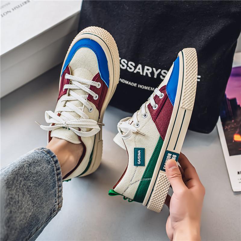Men 's Casual Four Seasons Fashion Canvas Skateboarding Students Comfortable Sneakers Boys Trending Soft Sole Breathable Shoes