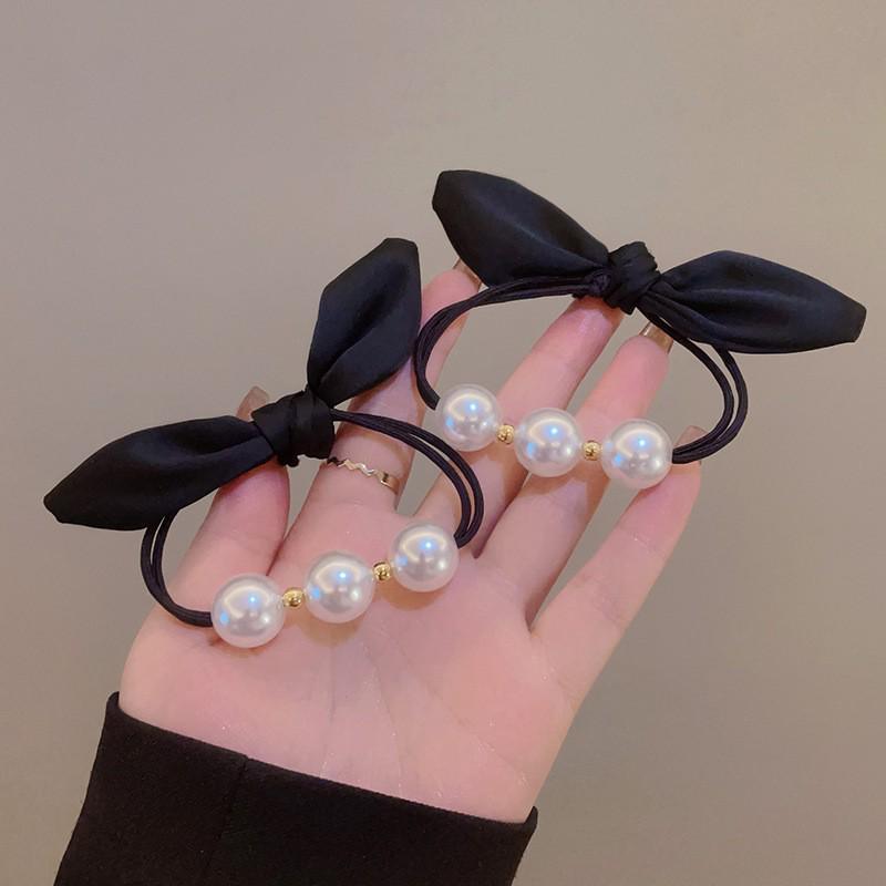 Rhinestone Pearl Elegant Large Hair Tie for Ponytails and Buns