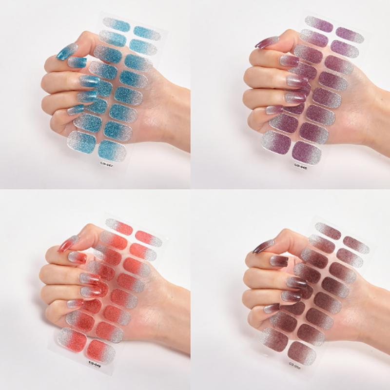 Semi Cured Wraps Fast Gel Nail Sticker Solid Nail Gel Wraps Adhesive Full Cover Gel Nail Decal Uv Lamp Cured Manicure Decoration