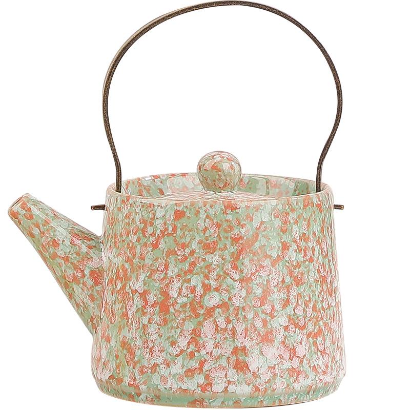 Retro Japanese Style Tea Pot with Side Handle, Lifting Beam, Anti Scalding Ceramic Tea Pot, Household Kung Fu Tea Set