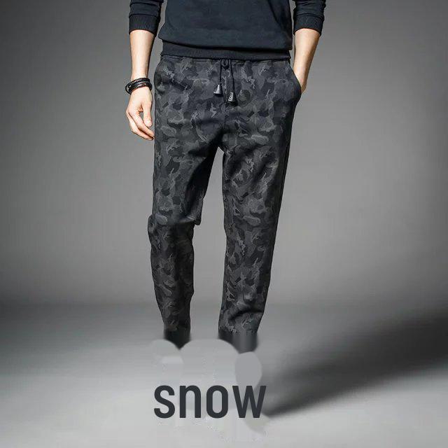 Men's Black Mid-Waist Striped Stretch Trousers with Velvet - Casual Autumn/Winter Loose Fit Jeans for Teens