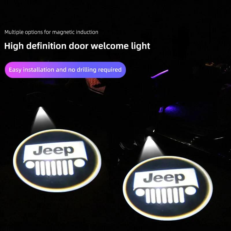 Car Projection Lamp Vehicle Doors Welcome Lights Decoration For Jeep Grand Cherokee Wrangler JK Gladiator Compass Renegade Patri ALZ1