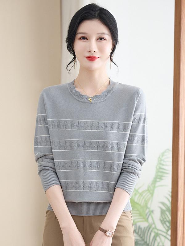 

Spring 2026 Knit Top Set: Long Sleeve Loose Fit for Middle-aged & Elderly Women XL (120-130 jin) зелёный